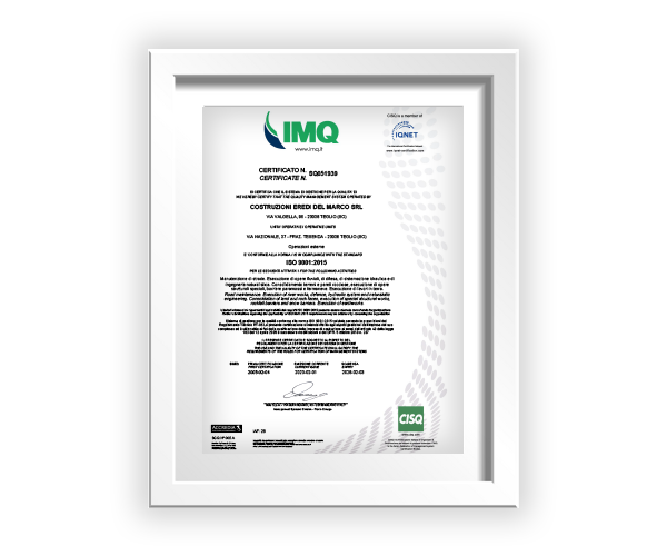 certificazione imq incorniciata